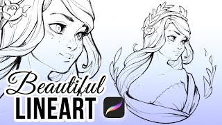 How I Draw LINEART Tutorial and Process in PROCREATE [upl. by Enirbas441]