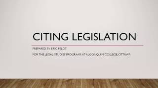 Citing Legislation [upl. by Thomsen]