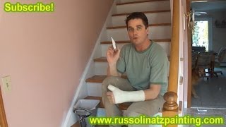 DIY Refinish amp Paint Hardwood Stairs that were Carpeted Stained Varnished Part 5 Ben Moore [upl. by Ahsiya]