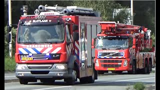 tankautospuit en hoogwerker Capelle aan den IJssel met spoed naar een brand gebouw [upl. by Elva]