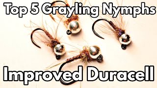 BEST 5 Grayling Nymphs IMPROVED Duracell Jig Nymph Fly Tying SBS [upl. by Arracot]