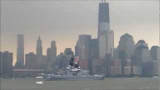 Japanese destroyer JS Shirane passes the World Trade Center at the start of Fleet Week [upl. by Raymund]