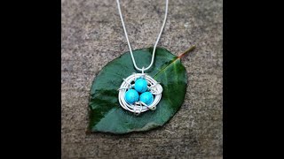 How To DIY Make a Wire Birds Nest Necklace Pendant  Spring Themed Jewelry Tutorial [upl. by Yzzik]