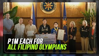 Filipino Olympians get P1M each from govt  ABSCBN News [upl. by Emery]