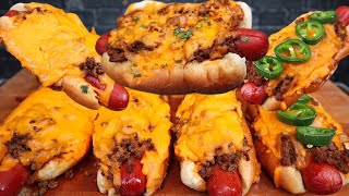 ASMR CHILI CHEESE DOGS MUKBANG [upl. by Yssor811]