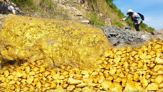 Top Five Videos  dig amp found gold mining in hole stone at the hillside​ with young man [upl. by Lanita326]