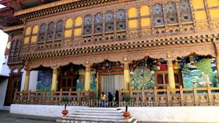 People visiting the temple inside the Punakha Dzong Bhutan [upl. by Kieryt]