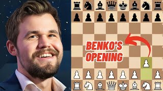 Magnus Shows How to Play Benkos Opening in Chess [upl. by Notsob]