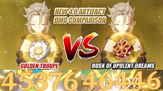 Albedo Golden Troupe vs Husk of Opulent Dreams DMG Comparison  New 40 Artifact is Good [upl. by Ateiluj955]