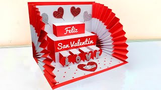 ✨Tarjeta POP UP para San Valentín🥰Valentines day Card making😍Tarjeta para el 14 de Febrero [upl. by Cherey846]