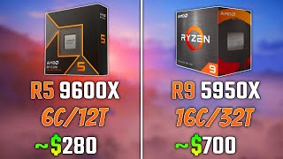 AMD RYZEN 5 9600X vs RYZEN 9 5950X  Test in 6 Games [upl. by Amend774]