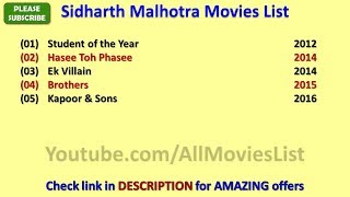 Sidharth Malhotra Movies List [upl. by Nailliw]