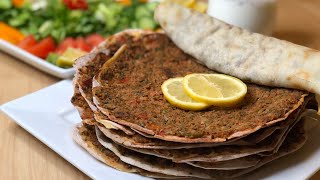 Lahmajun recipe Armenian Lahmajoun لحم بعجين [upl. by Ariel]