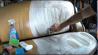 How to clean dirty CAR leather interior using GLASS cleaner [upl. by Enilrek825]