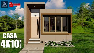 CASA DE 4X10 metros I CASA DE 40M2 I Small house 4x10 meters I 13x32ft small house design 40sqm [upl. by Winser964]