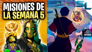 Como COMPLETAR TODAS las MISIONES DE LA SEMANA 5 TEMPORADA 2 CAPITULO 5 FORTNITE [upl. by Renruojos36]