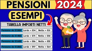 ✅PENSIONI👉AUMENTI DA GENNAIO 2024👉 ESEMPI CON IMPORTI NETTI➕NUOVE FASCE RIVALUTAZIONE [upl. by Gilletta]