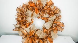 DIY Fall Plaid and Burlap Ribbon Wreath  Quick and Easy [upl. by Marinna]