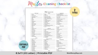 Master Cleaning Checklist Printable PDF [upl. by Shadow]