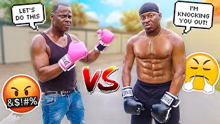 1 VS 1 BOXING MATCH AGAINST MY 50 YEAR OLD DAD 💔😭 LAST MAN STANDING WINS [upl. by Schroeder]