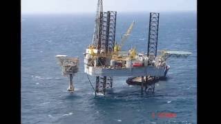 Offshore Salvage  Salvage of a Jack Up damaged by hurricane Rita [upl. by Enelak]