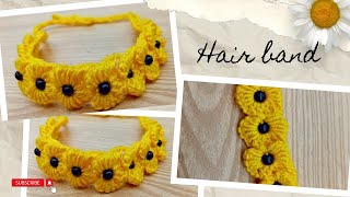 Crochet hair band crochet hair bow design sb crochet ideas [upl. by Eniladam]