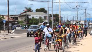 Boy Scouts taking the bicycle on the launch of the Suriname car free day [upl. by Winfield]