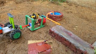 DiY brick making  tractor mixture machine mini water 💦 pump  Science project [upl. by Lethia]