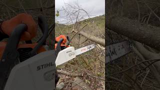 Робота з бензопилою STIHL  MS 180 [upl. by Uhayile]