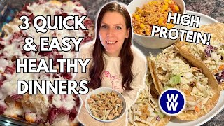 3 QUICK amp EASY HIGH PROTEIN HEALTHY DINNER RECIPES  WeightWatchers Points Calories amp Macros [upl. by Marlo]