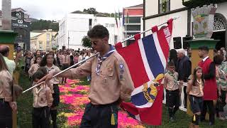 SAÍDA DA PROCISSÃO E SERMÃO NO LARGO DO MUNICÍPIO  CORPO DE DEUS  VILA DA POVOAÇÃO 2023 [upl. by Yblehs894]