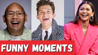 Spiderman No Way Home Cast Funniest Moments  Tom Holland Blooper amp Gag Compilation [upl. by Groscr904]