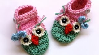 How to Crochet owl booties with ankle strap [upl. by Badger]