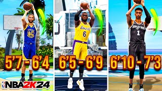 BEST JUMPSHOTS for EVERY HEIGHT  THREE POINT RATING in NBA 2K24 SEASON 6 [upl. by Shaughn]