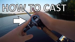 How To Cast A Baitcaster Fishing Reel for beginners NO BACKLASH [upl. by Bow119]