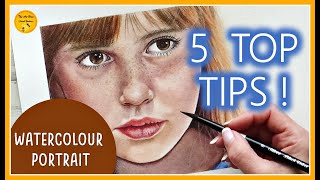 WATERCOLOUR PORTRAIT  5 TOP TIPS for beginners  How to paint SKIN in WATERCOLOR TUTORIAL [upl. by Ettevets719]