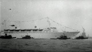 HD Stock Footage Swedish Luxury Liner Cruise Ship Gripsholm Arrives in New York 1957 [upl. by Oer]