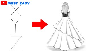 How to draw a girl Backside drawing  Easy drawing Step by step  girl drawing [upl. by Weasner]