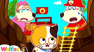 Wolfoo Cartoon Super Firefighter Wolfoo Rescue Lost Cat with Fire Truck  Kids Playing Professions [upl. by Nedyah]