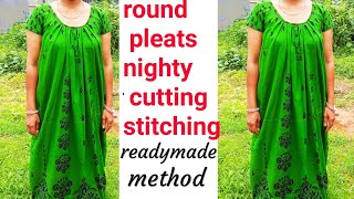 Round pleats nighty cutting and stitchinground neck pleats nighty cutting stitching [upl. by Weinstein157]