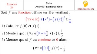 Exercice 24 SMIAMIPAnalyse1  Nombres réels [upl. by Eeldarb]