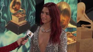 DUA LIPA Red Carpet Interview  2024 GRAMMYs [upl. by Ecirtaemed527]