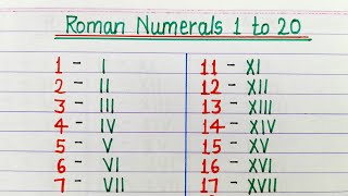 Roman numerals 1 to 20  Roman ginti 1 to 20  Roman Numbers 1 to 20 [upl. by Nitsid]