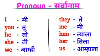 Pronoun in Marathi  Sarvanam in Marathi  Learn Meaning of pronoun in marathi  Learn Easily [upl. by Haslam]