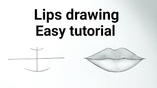 How to draw lips easy step by step for beginners Drawing lips easy drawing tutorials for beginners [upl. by Basia]