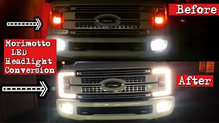 Morimotto LED headlight conversion kit how to 20172019 Ford F250 f350 f450 diesel [upl. by Hsinam845]