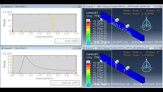 Four points bending test of Reinforced Concrete Beam Strengthened with Composite CFRP abaqus [upl. by Dyraj942]