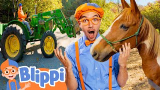 Blippi Learns about Tractors and HORSES  Farm Animals Friends  Educational Videos For Kids [upl. by Willumsen]