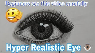 How to draw a realistic eyeHyper Realistic Eye 👁️ special for beginners 🤗 [upl. by Ycniuqed]