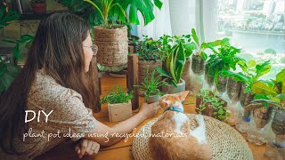 28 How To Reuse Waste Material To Make Plant Pots  DIY Plastic Bottle Recycling Make Cement Pot [upl. by Maegan493]